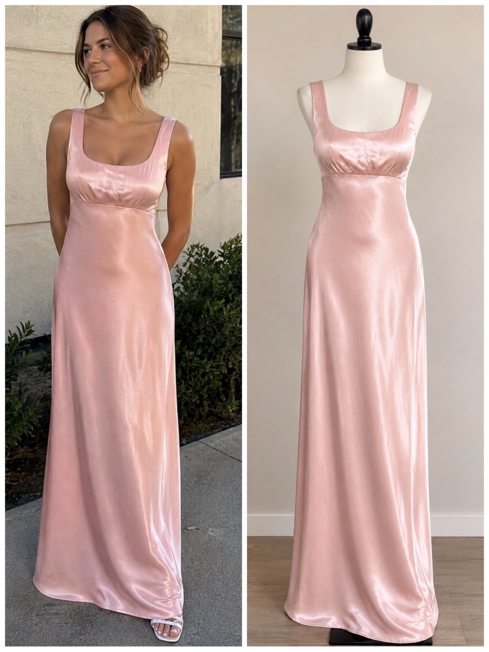 Vintage 90s Prom Dress Satin Lace Up Pink Embellished Gown Fairycore Ethereal